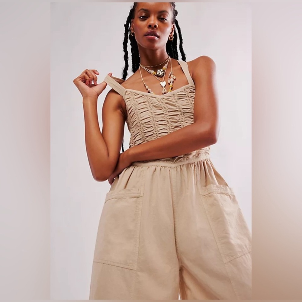 123. NWT Free People Forever Always Cotton Wide Leg Jumpsuit - Picture 4 of 10